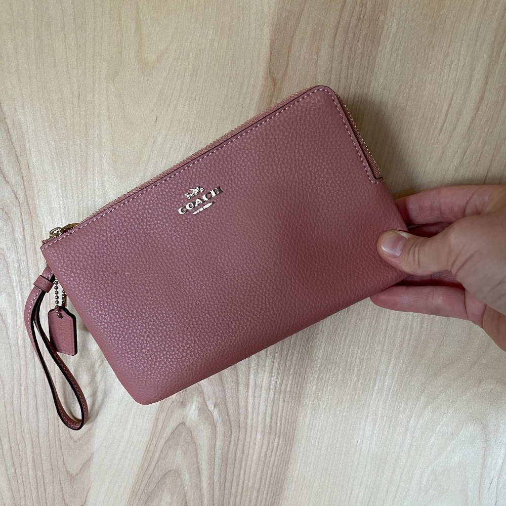 NWT Coach Melon Double Top Zip Wristlet